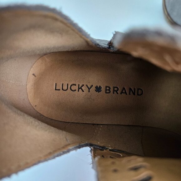 Lucky Brand Bustina Gray Perforated Suede Cutout Pull On Ankle Boot 6.5 - Picture 9 of 10